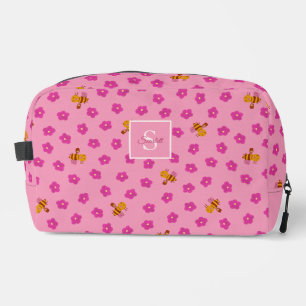 Spring Honey Bee &  Floral Blush Pink Monogram Dopp Kit