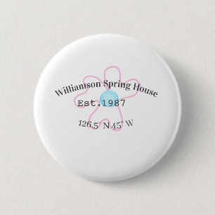 Spring house coordinates latitude longitude name d 6 cm round badge