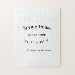 Spring house ets. Date year custom coordinates add Jigsaw Puzzle