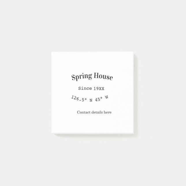 Spring house ets. Date year custom coordinates add Post-it Notes (Front)