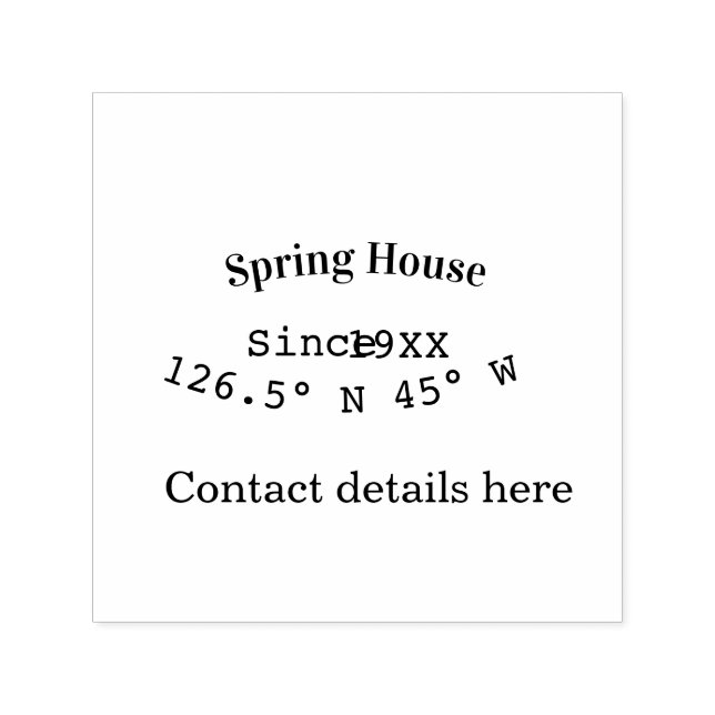 Spring house ets. Date year custom coordinates add Self-inking Stamp (Design)