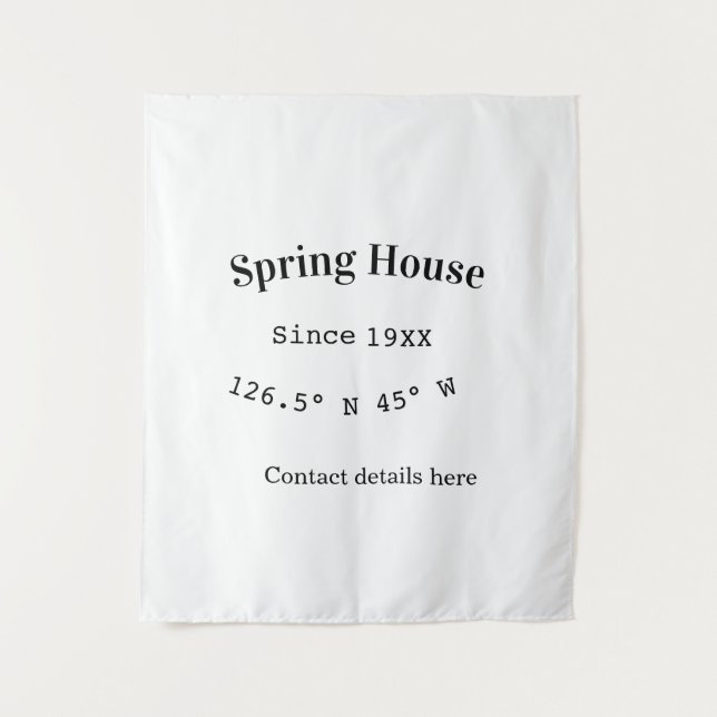 Spring house ets. Date year custom coordinates add Tapestry (Front)