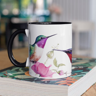 Spring Hummingbirds and Brightly Coloured Flowers  Mug