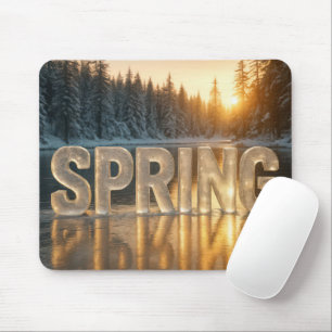 Spring Ice Text On a Frozen Lake Mouse Mat