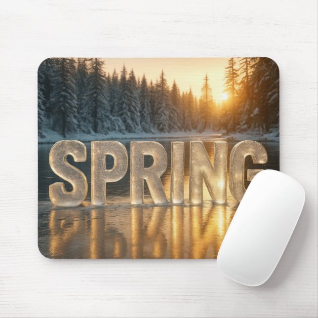 Spring Ice Text On a Frozen Lake Mouse Mat (With Mouse)