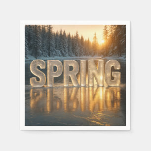 Spring Ice Text On a Frozen Lake Napkin