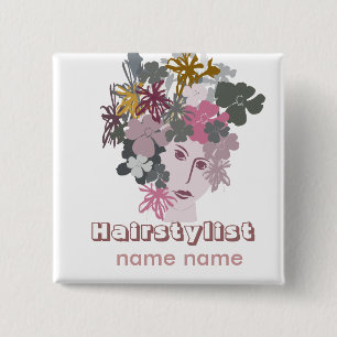 Spring In Bloom Beauty Stylist Floral Hair 15 Cm Square Badge