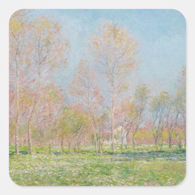 Spring in Giverny (1890) Claude Monet fine art Square Sticker (Front)