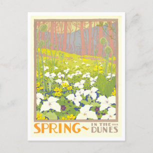 Spring in Indiana Dunes Vintage Travel Poster Postcard