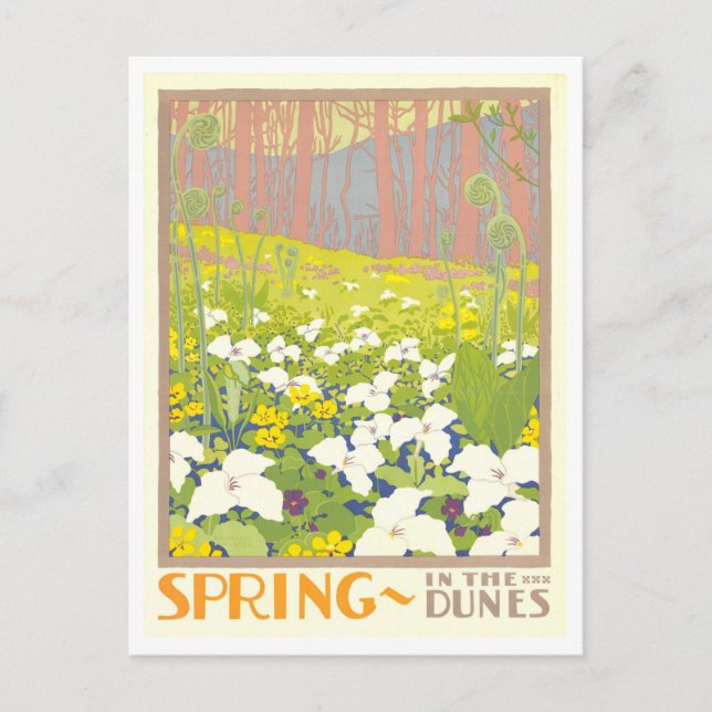 Spring in Indiana Dunes Vintage Travel Poster Postcard (Front)