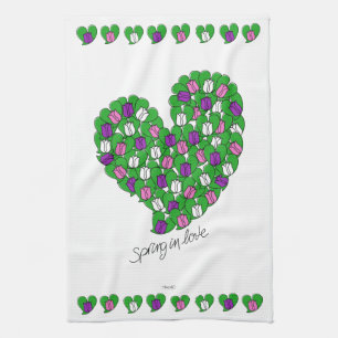 Spring in Love-Colourful Tulips(pink,purple,white) Tea Towel