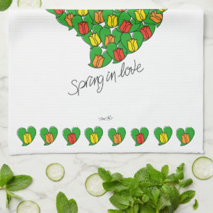 Spring in Love-Colourful Tulips(red,yellow,orange) Tea Towel