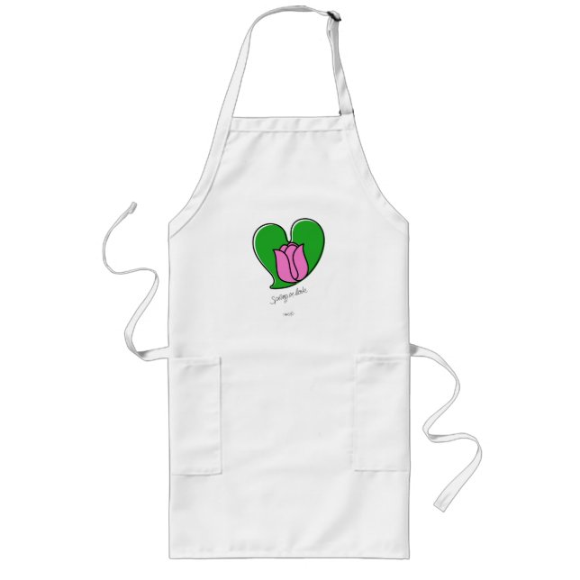 Spring in Love - Pink Tulips Long Apron (Front)