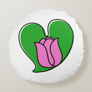 Spring in Love - Pink Tulips Round Cushion