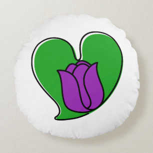 Spring in Love - Purple Tulips Round Cushion