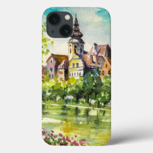Spring in small city on the river iPhone 13 case