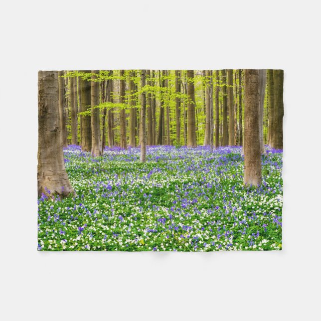 Spring in the Blue Forest Fleece Blanket (Front (Horizontal))