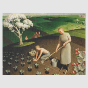Spring in the Country by Grant Wood Tissue Paper