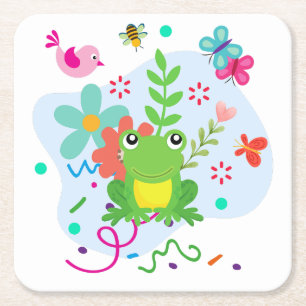Spring in the Garden Square Paper Coaster
