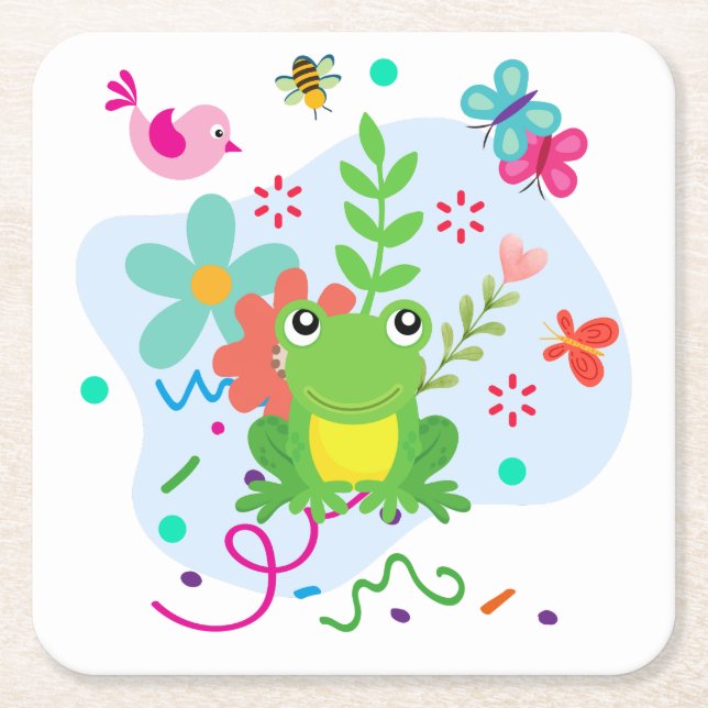Spring in the Garden Square Paper Coaster (Front)
