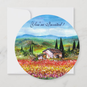 SPRING  IN TUSCANY, bright red pink yellow blue Invitation