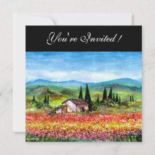 SPRING  IN TUSCANY, bright red pink yellow blue Invitation