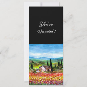 SPRING  IN TUSCANY, bright red pink yellow blue Invitation