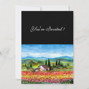SPRING  IN TUSCANY, bright red pink yellow blue Invitation