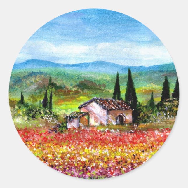 SPRING  IN TUSCANY CLASSIC ROUND STICKER (Front)