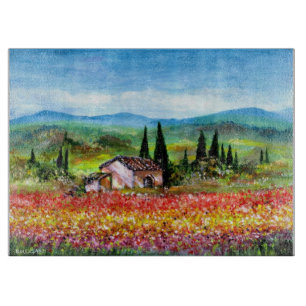 SPRING IN TUSCANY LANDSCAPE Flower Fields  Cutting Board