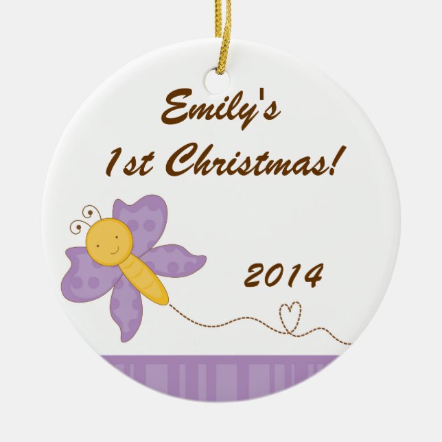 Spring Insect Butterfly Personalised Name Ornament (Front)
