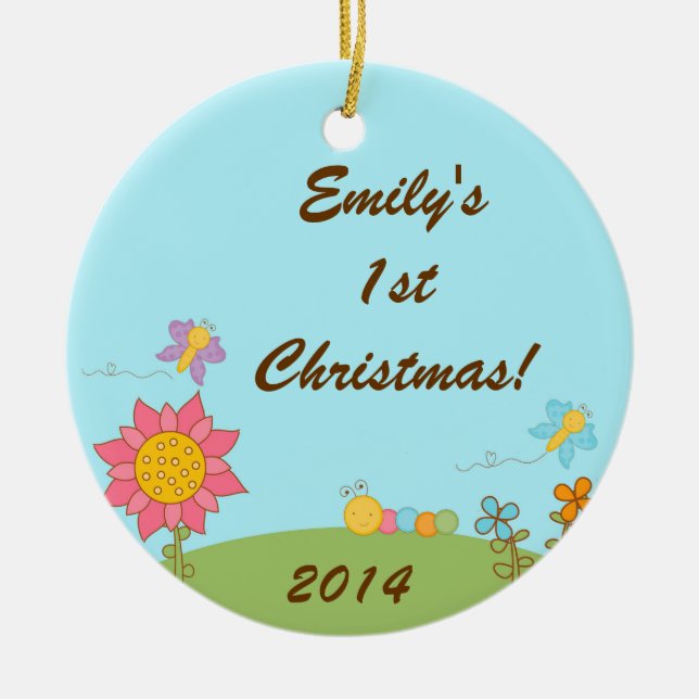 Spring Insect Butterfly Personalised Name Ornament (Front)