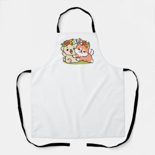 Spring Into Cuteness – Adorable Dog Illustration  Apron