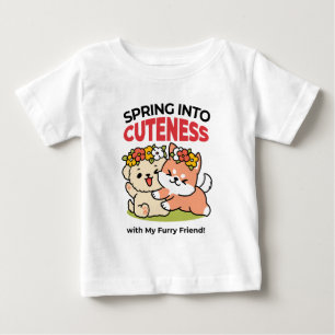 Spring Into Cuteness – Adorable Dog Illustration  Baby T-Shirt
