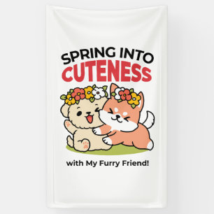 Spring Into Cuteness – Adorable Dog Illustration Banner