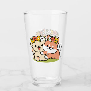 Spring Into Cuteness – Adorable Dog Illustration  Glass