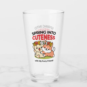 Spring Into Cuteness – Adorable Dog Illustration  Glass
