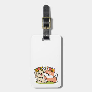 Spring Into Cuteness – Adorable Dog Illustration Luggage Tag