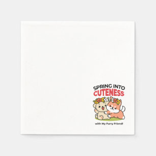Spring Into Cuteness – Adorable Dog Illustration Napkin