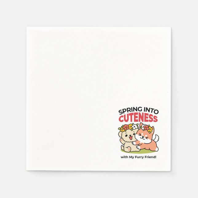Spring Into Cuteness – Adorable Dog Illustration  Napkin (Front)
