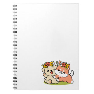 Spring Into Cuteness – Adorable Dog Illustration  Notebook