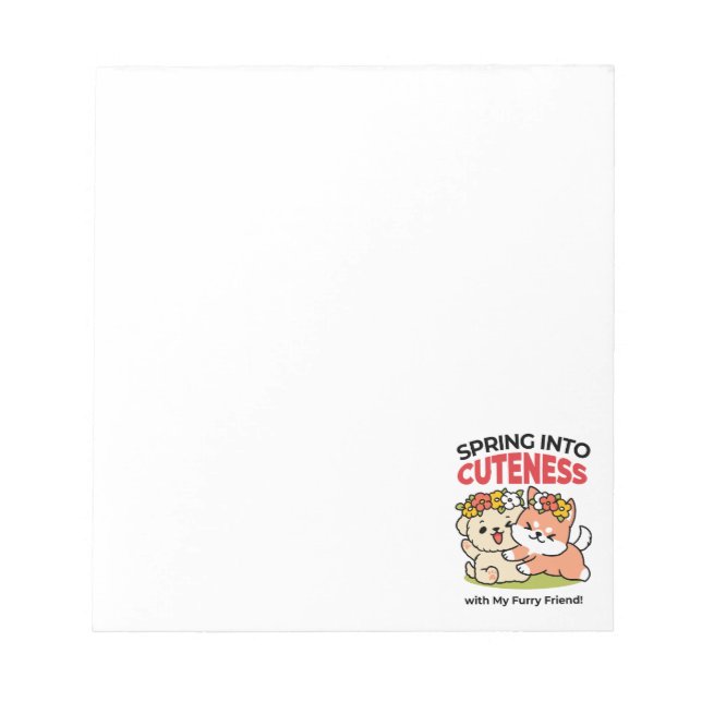 Spring Into Cuteness – Adorable Dog Illustration  Notepad (Front)