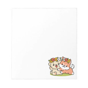 Spring Into Cuteness – Adorable Dog Illustration  Notepad
