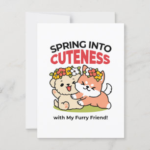 Spring Into Cuteness – Adorable Dog Illustration  Postcard