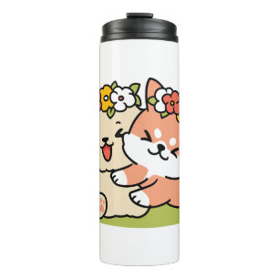 Spring Into Cuteness – Adorable Dog Illustration  Thermal Tumbler