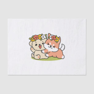 Spring Into Cuteness – Adorable Dog Illustration Tissue Paper