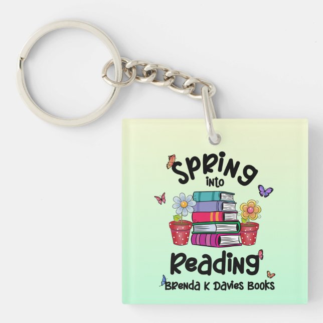 Spring Into Reading Brenda K Davies Books Key Ring (Front)