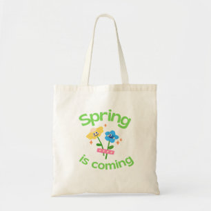 Spring is coming flowers tote bag