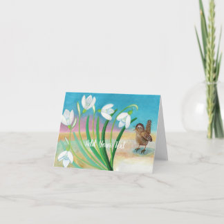 Spring is coming - Wren bird & snowdrops Custom Card