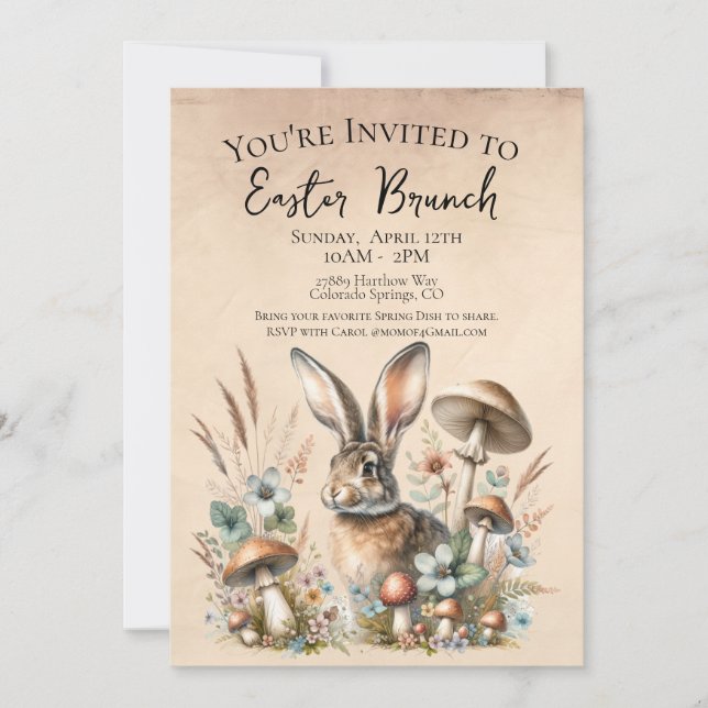 Spring Jack Rabbit Invitation (Front)